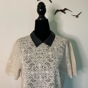 Madewell Lace Top w/ Black Collar Size M